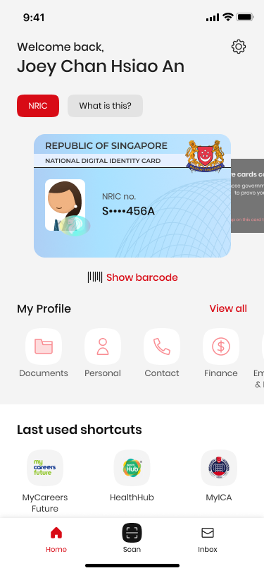 Permanent Resident Singpass digital IC profile