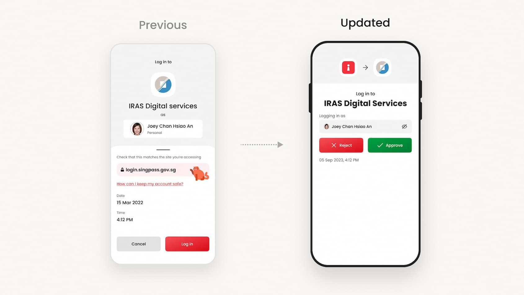 Upgrading the user interface of the Singpass login page to make it more user-friendly