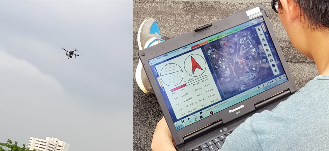 GovTechie controlling drone via laptop